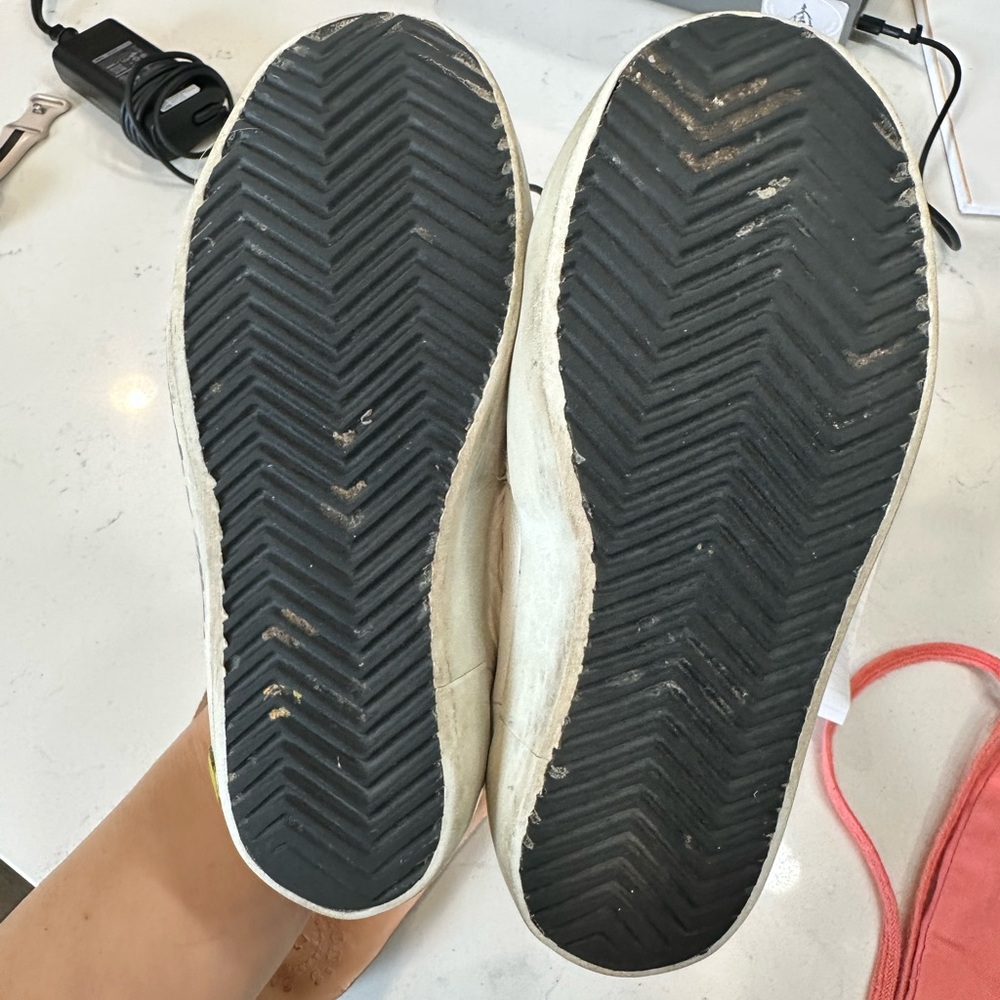 Golden Goose Black and White Sneakers with Chevron Soles